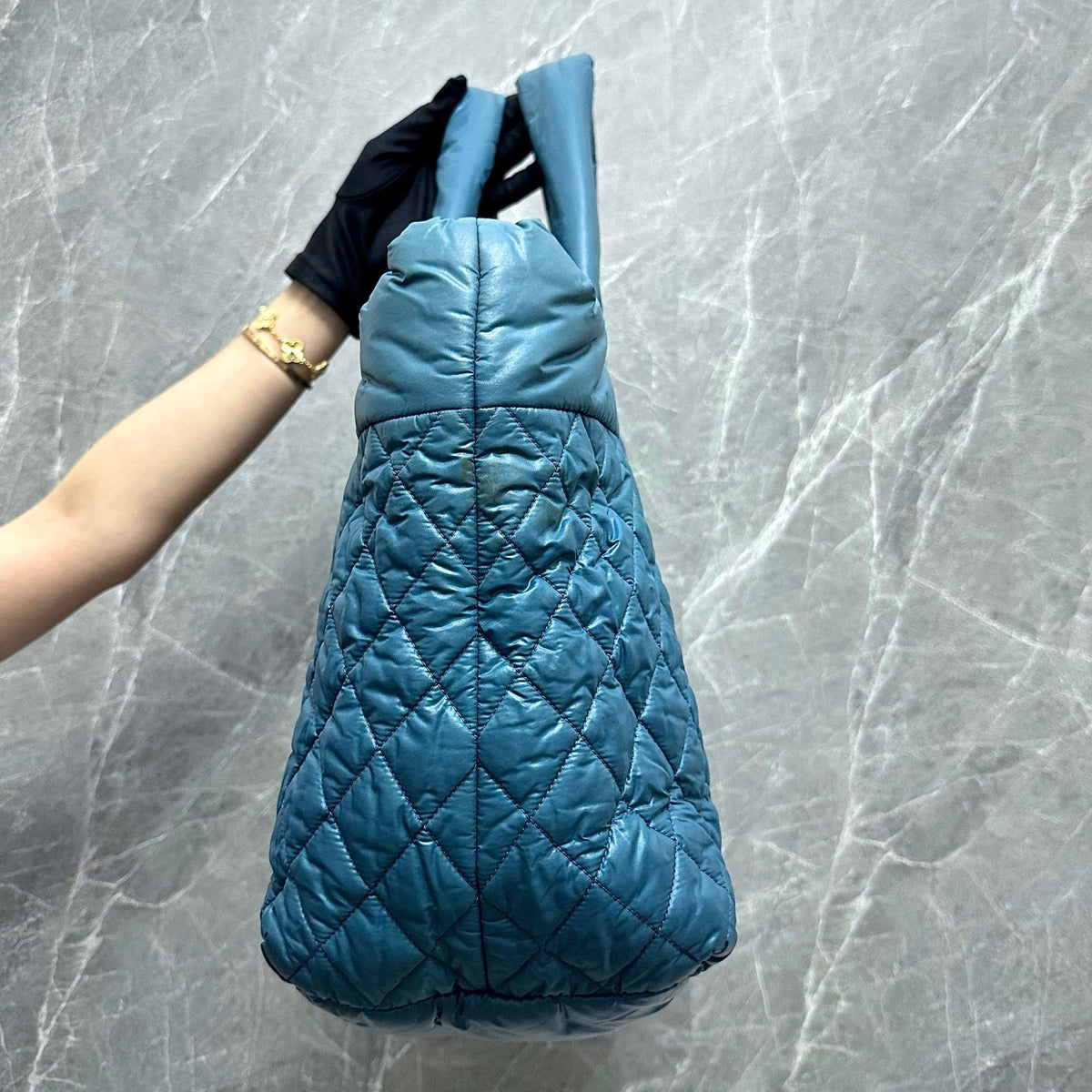 Coco Cocoon Quilted Nylon Tote Blue No 13