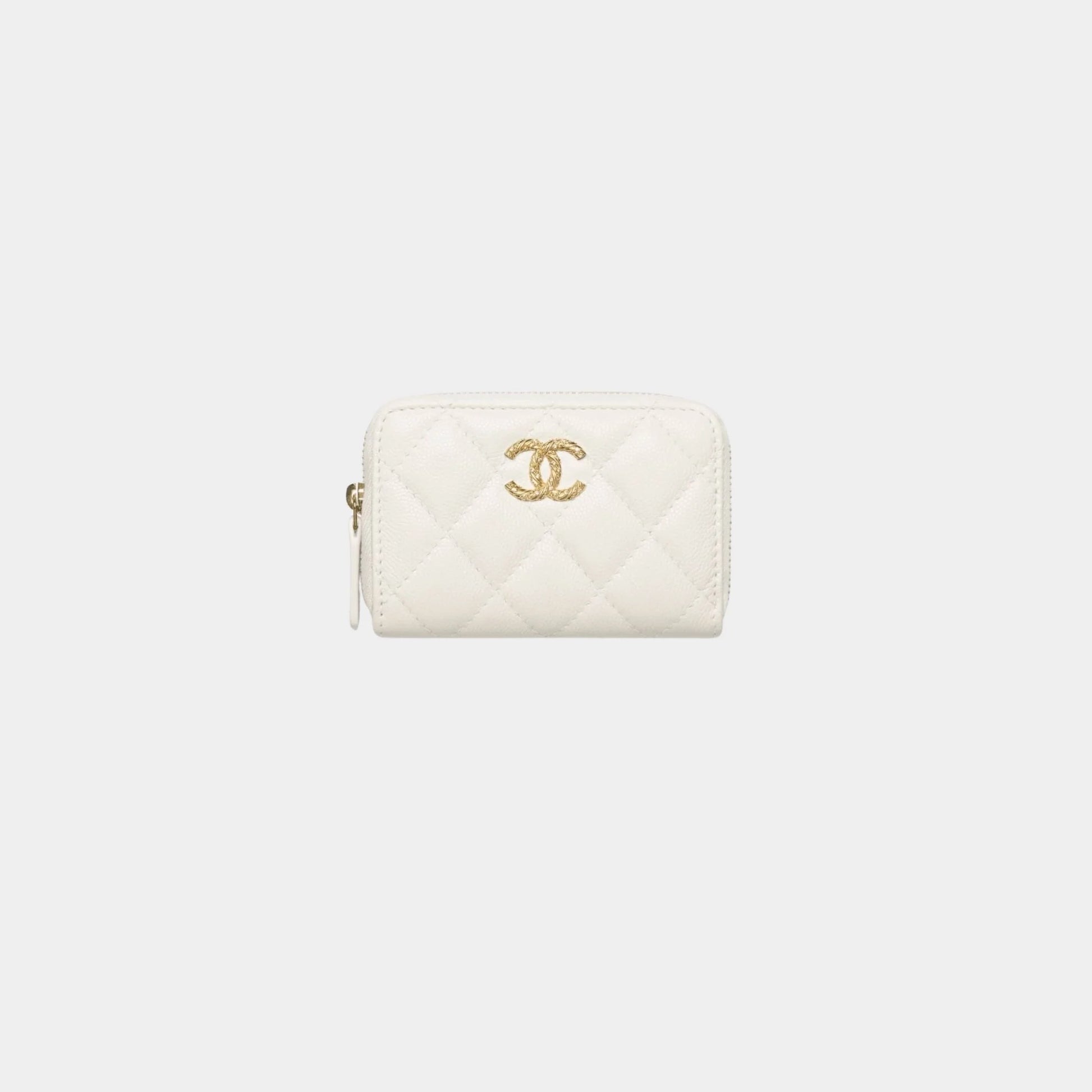 Chanel Coin Purse Shiny Grained Calfskin Strass & Gold tone Metal