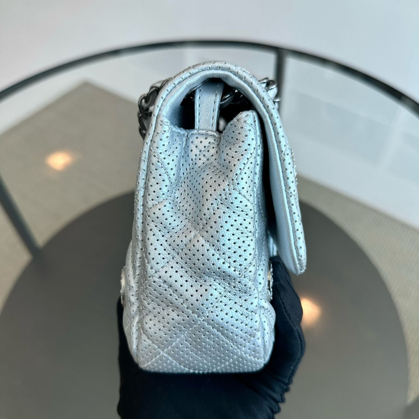 Cruise Paris-Dubai 2015 Seasonal Flap Perforated Metallic Lambskin With Eyelets No 20