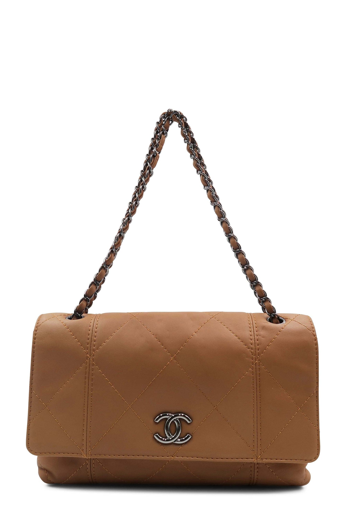 Diamond Stitch CC Flap Bag Brown