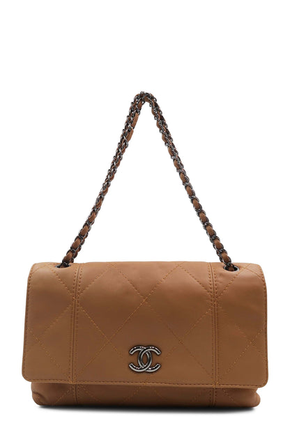 Diamond Stitch CC Flap Bag Brown