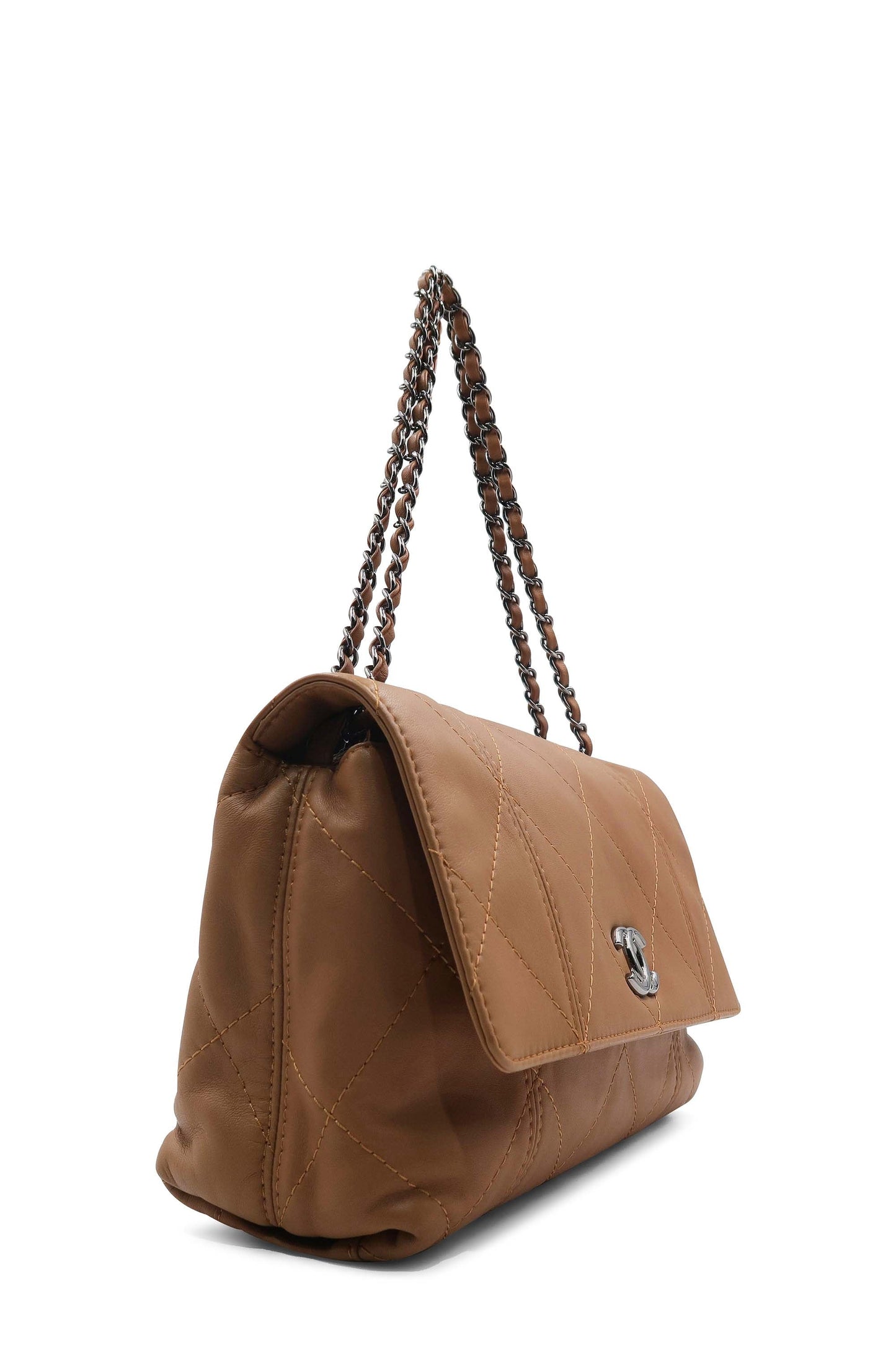 Diamond Stitch CC Flap Bag Brown
