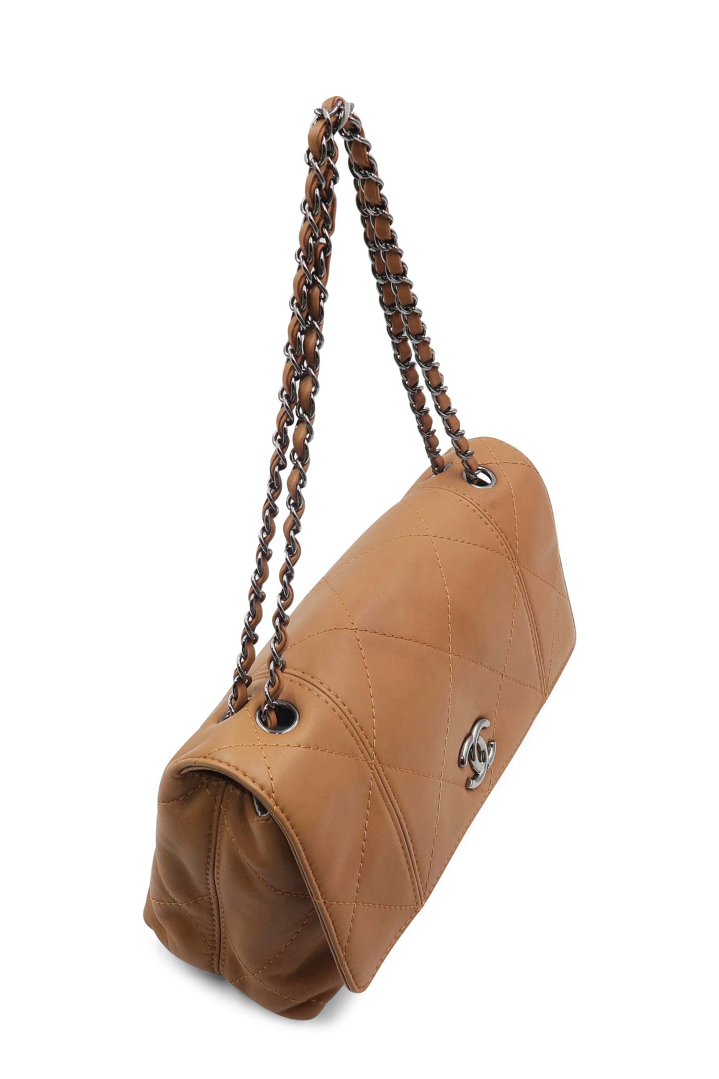 Diamond Stitch CC Flap Bag Brown