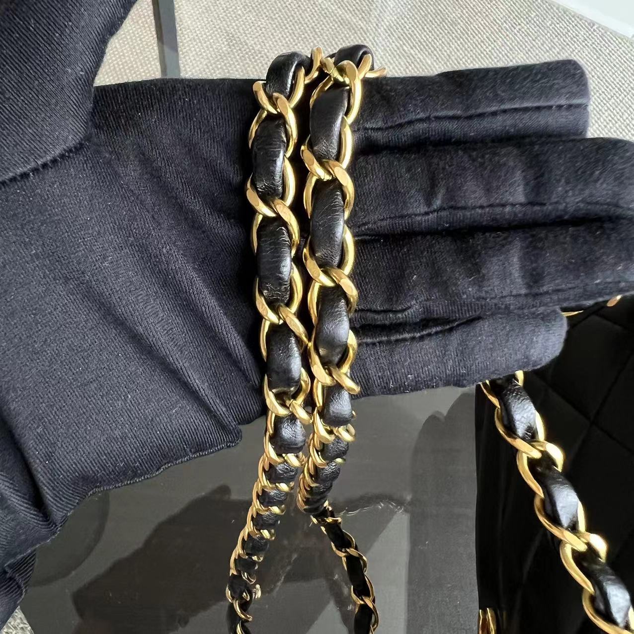 Diana Medium Quilted Lambskin Black Golden Hardware Series 3