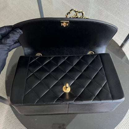 Diana Medium Quilted Lambskin Black Golden Hardware Series 3