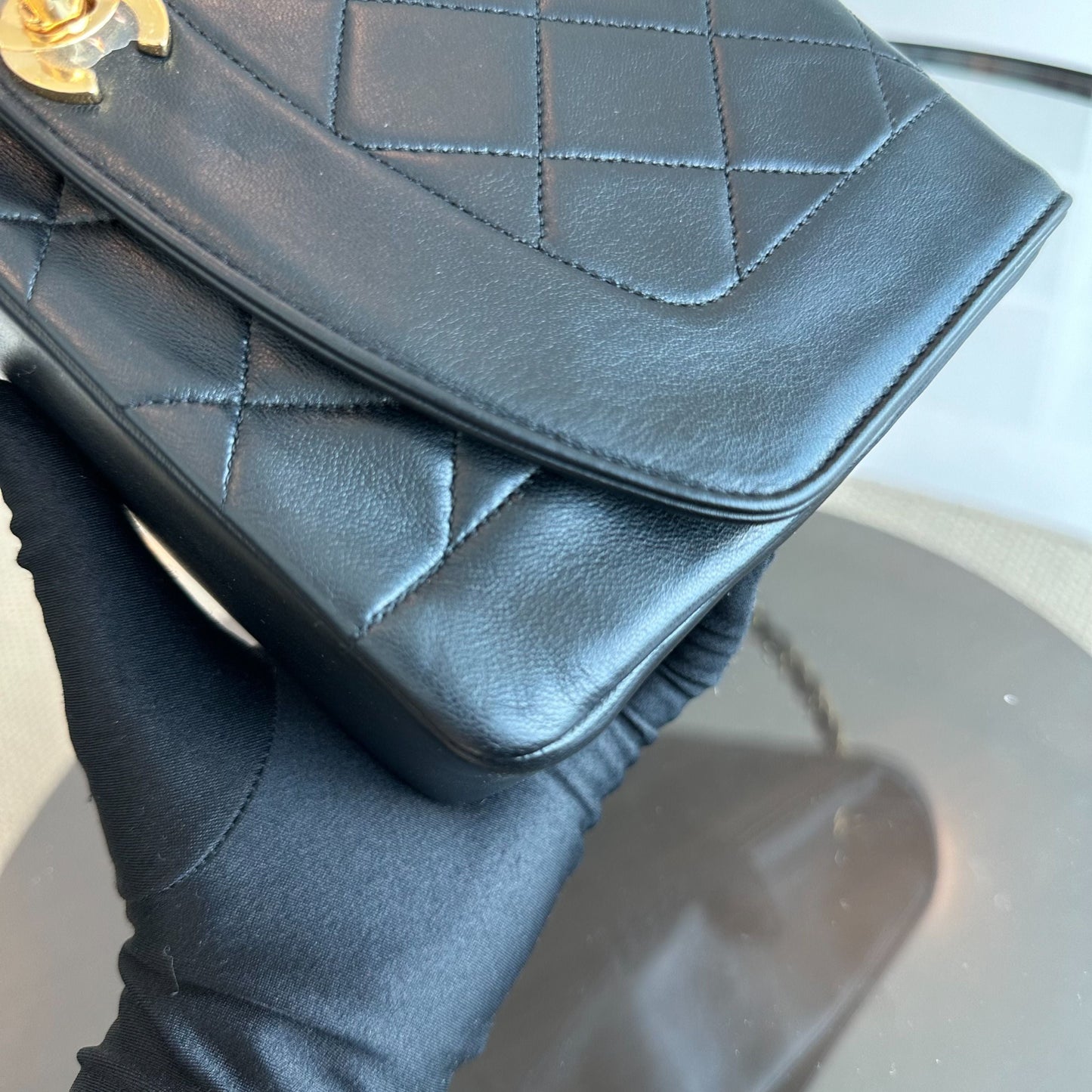 Diana Medium Vintage 24K Gold Flap Quilted Lambskin Black GHW No 1