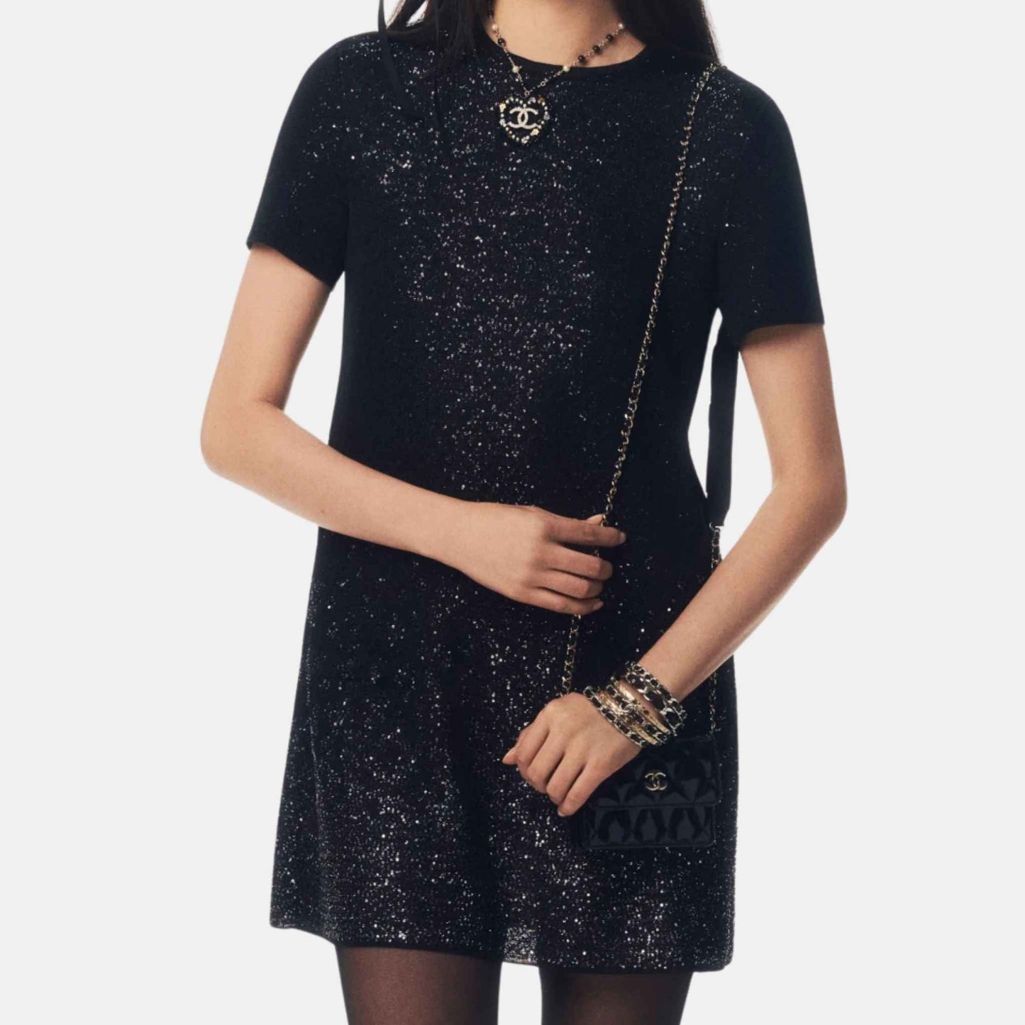 Dress Glittered Mixed Fibers Black