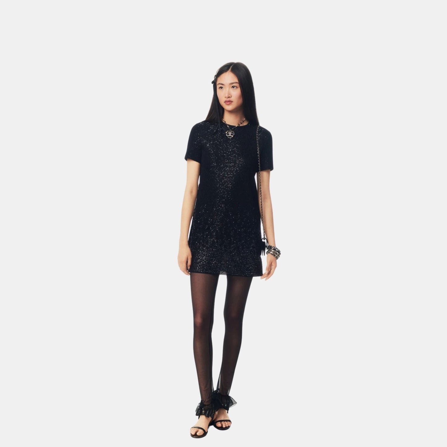 Dress Glittered Mixed Fibers Black