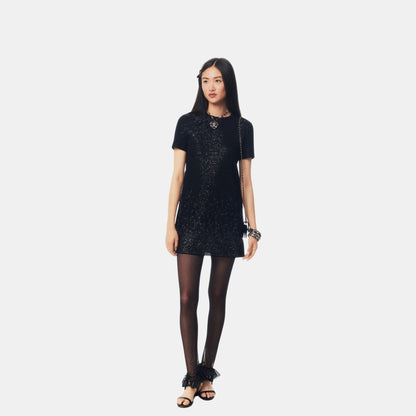 Dress Glittered Mixed Fibers Black