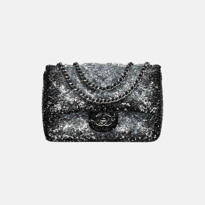 Chanel Flap Bag in Quilted Gradient Sequins and Ruthenium, Front