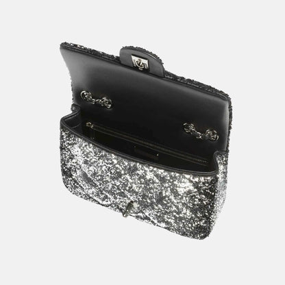 Flap Bag in Quilted Gradient Sequins and Ruthenium