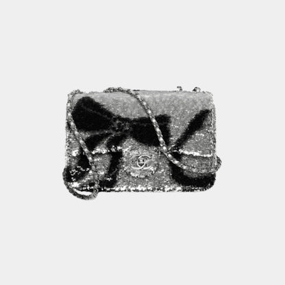 Flap Bag in Quilted Gradient Sequins and Ruthenium