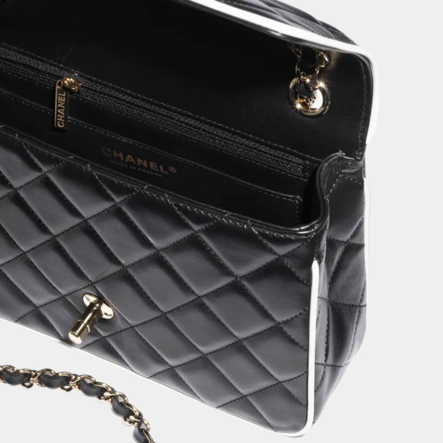 Flap Bag Lambskin Black White