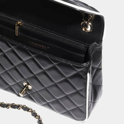 Flap Bag Lambskin Black White