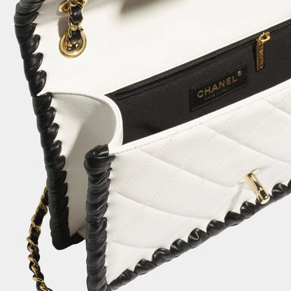 Flap Bag Lambskin Braided Calfskin & Gold Tone Metal