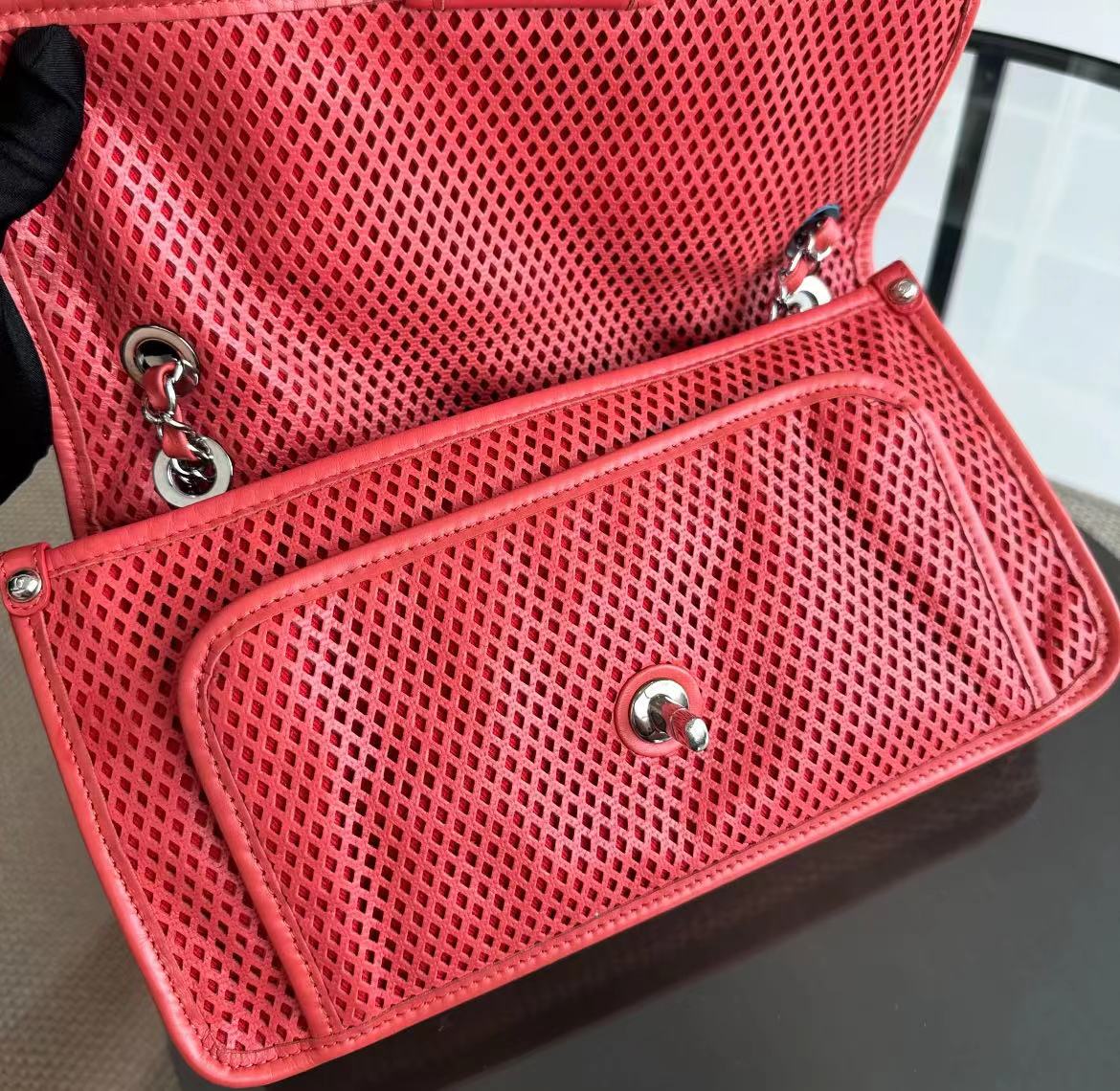 Flap Perforated French Riviera Up In The Air Bag Silver Hardware Series 17