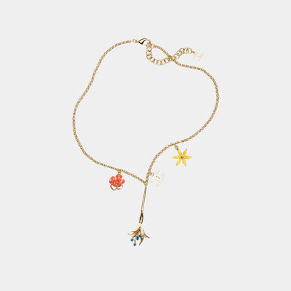 Floral Inspired Necklace in Metal & Resin
