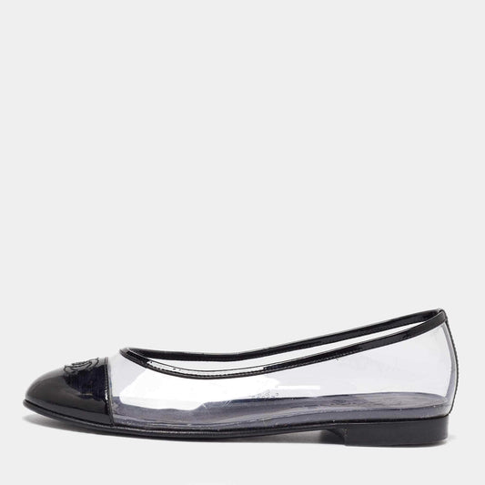 Chanel Transparent Patent Leather and PVC Ballet Flats Size 37.5 RJC4386