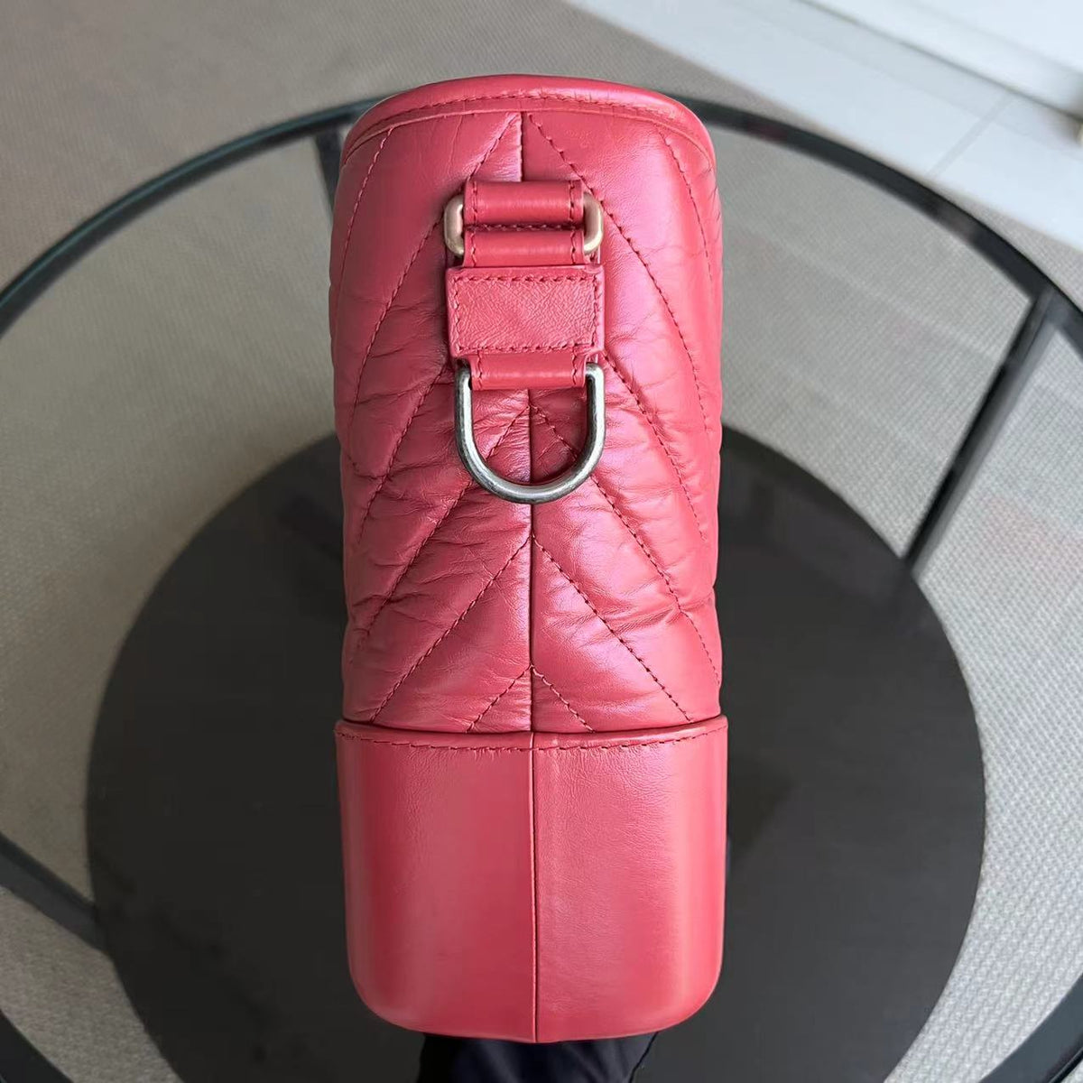 Gabrielle Medium 27CM Chevron Calfskin Hot Pink Two-tone Hardware