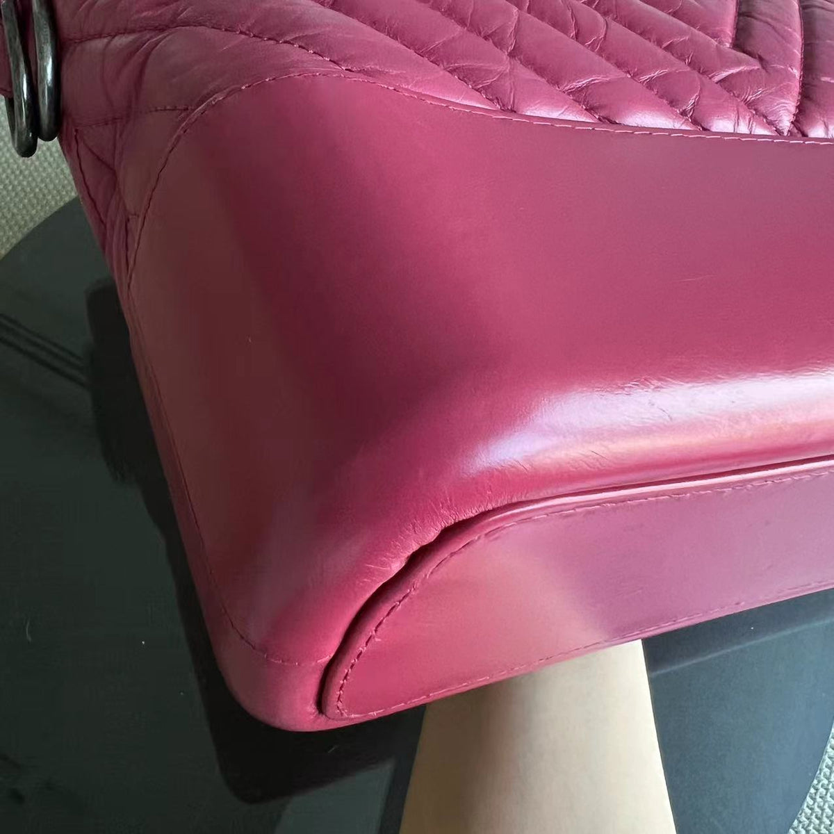 Gabrielle Medium 27CM Chevron Calfskin Hot Pink Two-tone Hardware