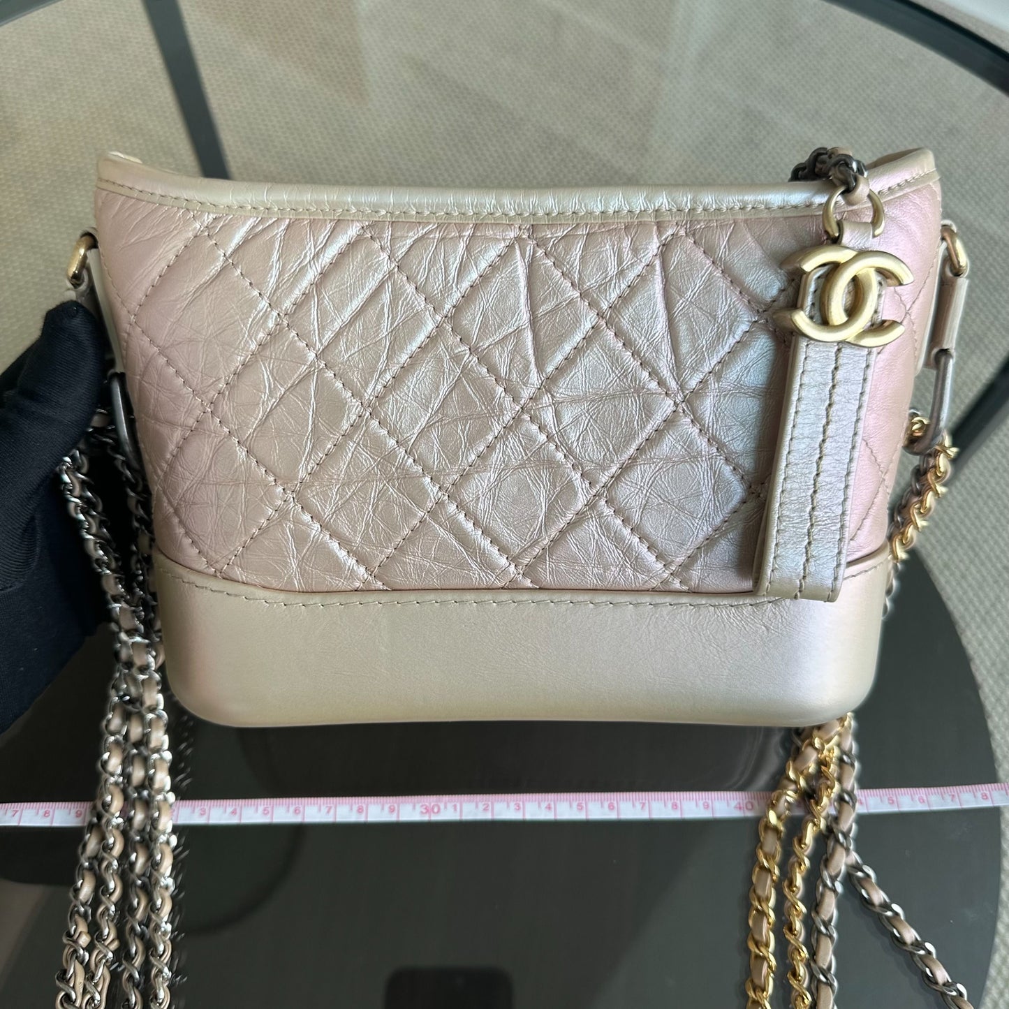 Gabrielle Small Hobo Quilted Calfskin Iridescent Pink GHW No 27