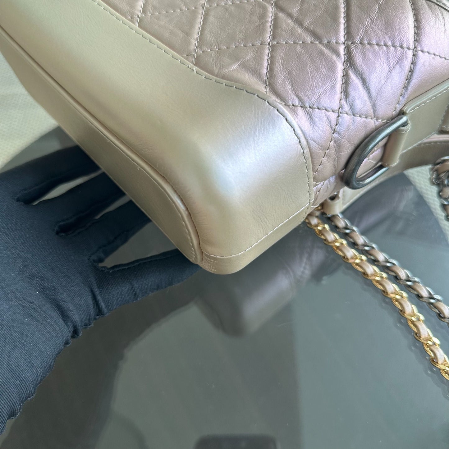 Gabrielle Small Hobo Quilted Calfskin Iridescent Pink GHW No 27
