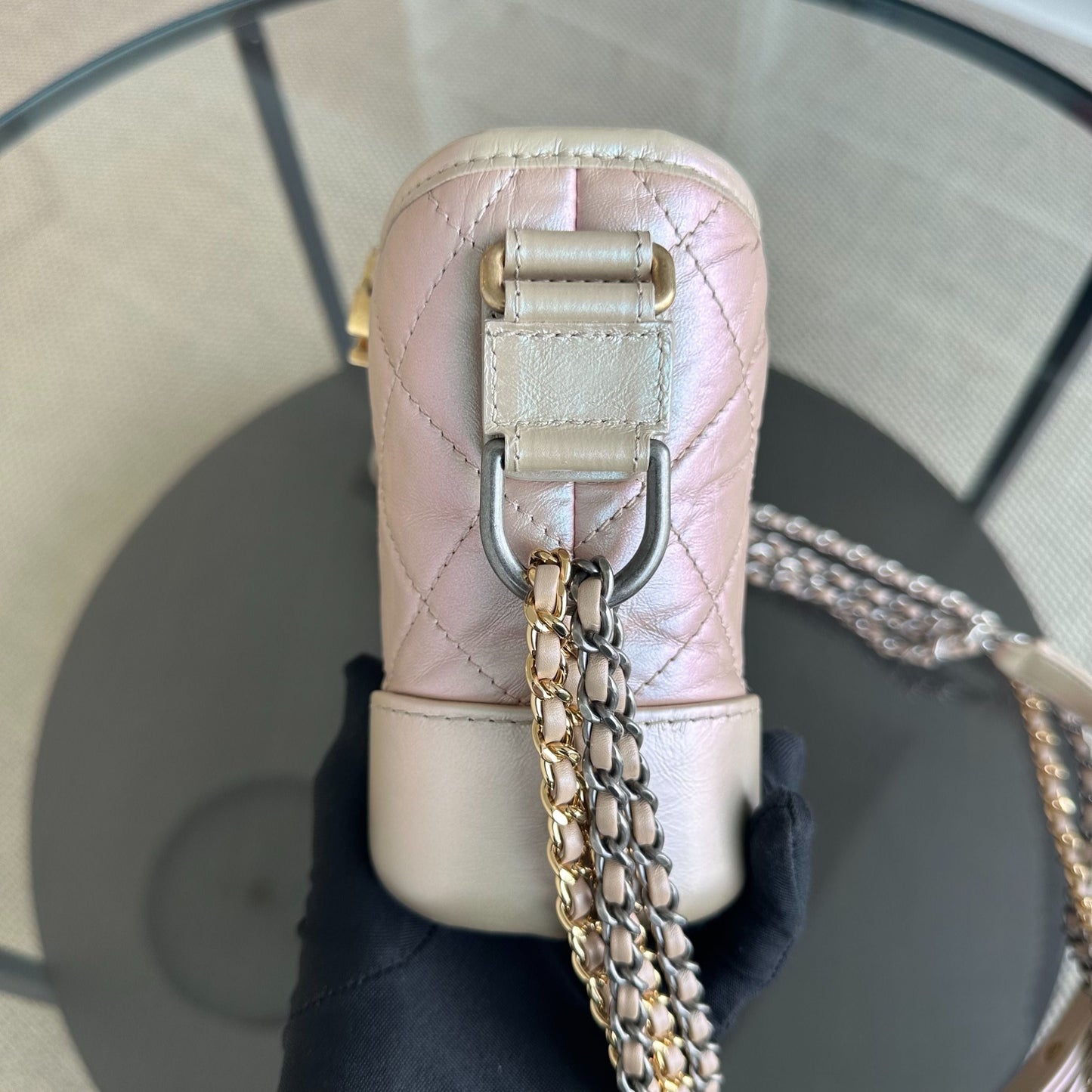 Gabrielle Small Hobo Quilted Calfskin Iridescent Pink GHW No 27