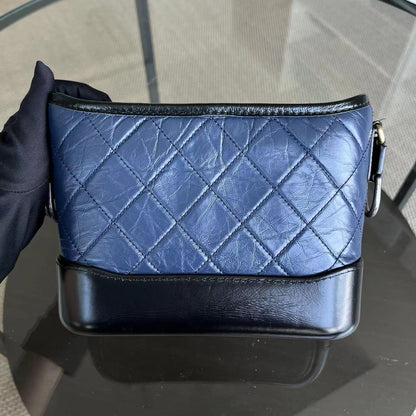 Gabrielle Small Quilted Calfskin Dark Navy Blue Two Tone Hardware Series 25
