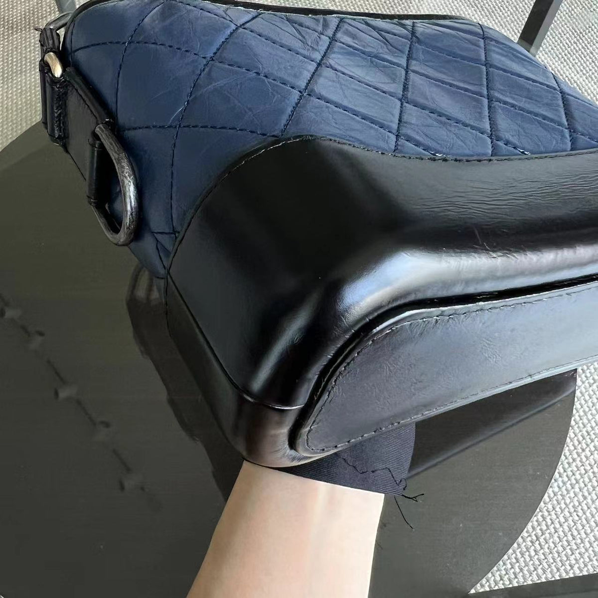 Gabrielle Small Quilted Calfskin Dark Navy Blue Two Tone Hardware Series 25