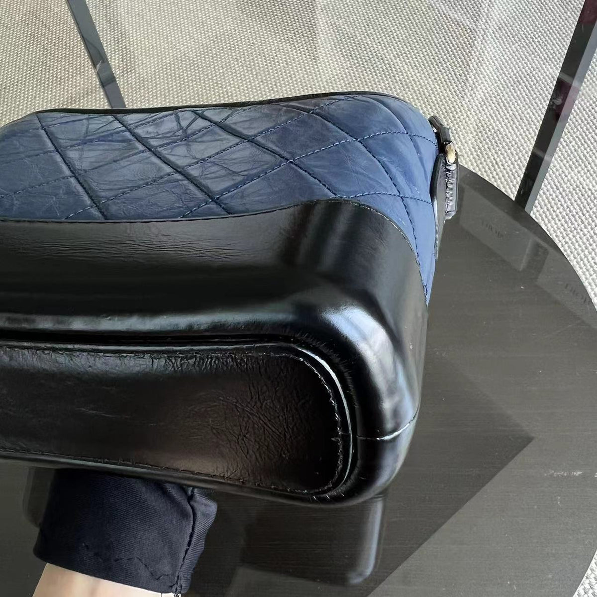 Gabrielle Small Quilted Calfskin Dark Navy Blue Two Tone Hardware Series 25