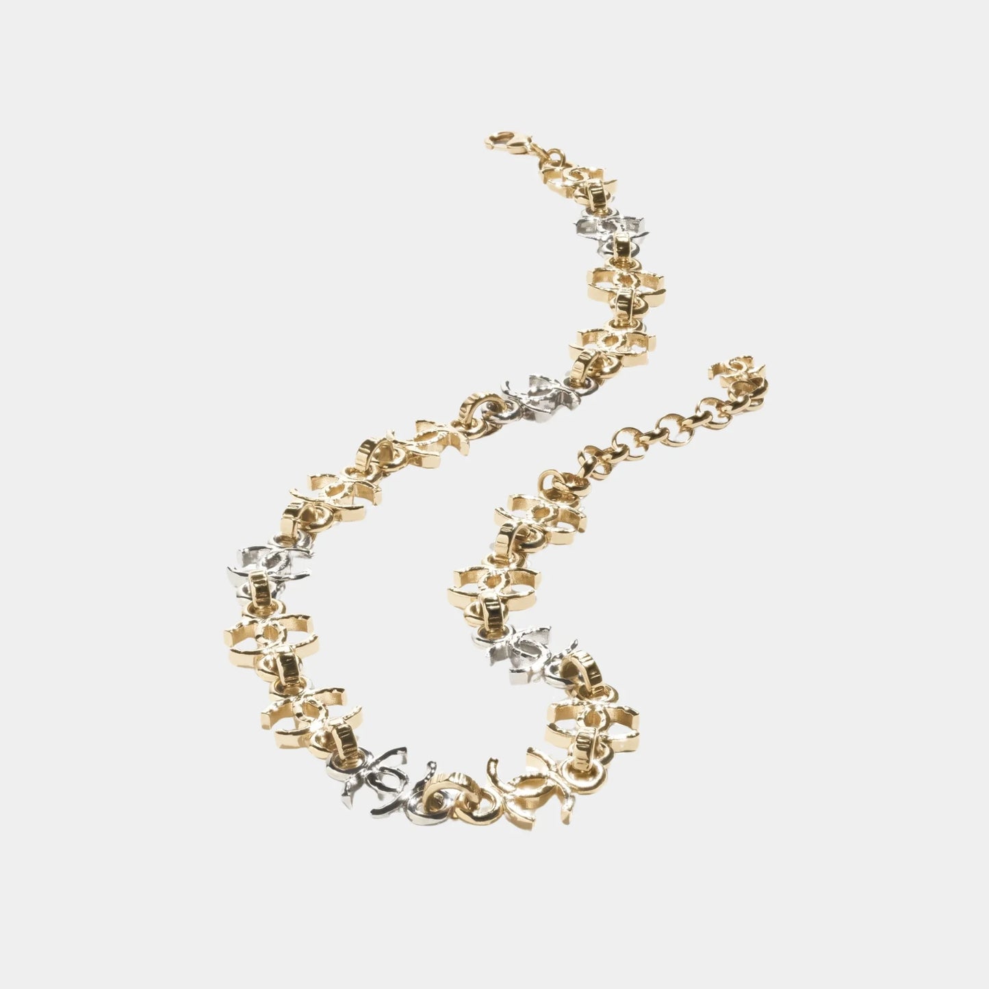 Gold and Silver Metal CC Chain Necklace