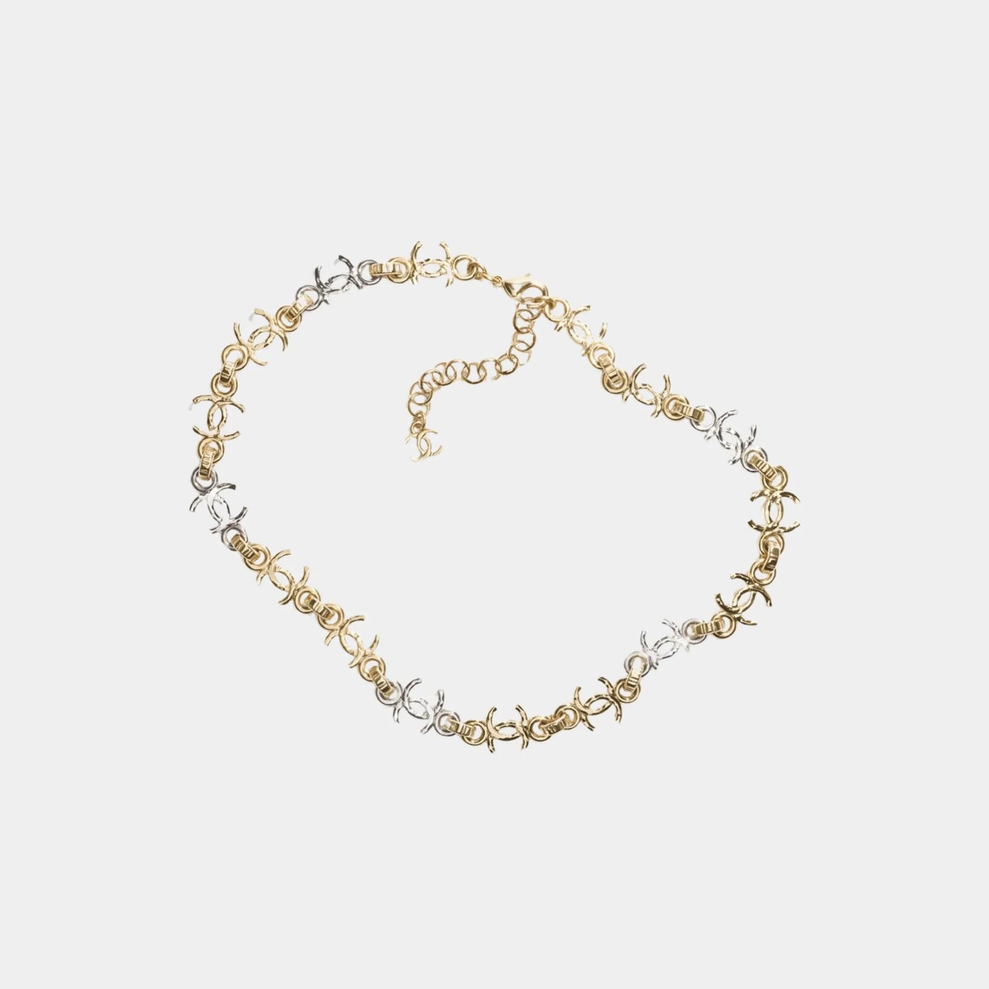 Gold and Silver Metal CC Chain Necklace