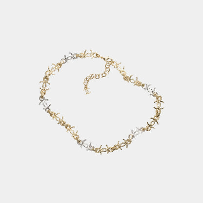 Gold and Silver Metal CC Chain Necklace