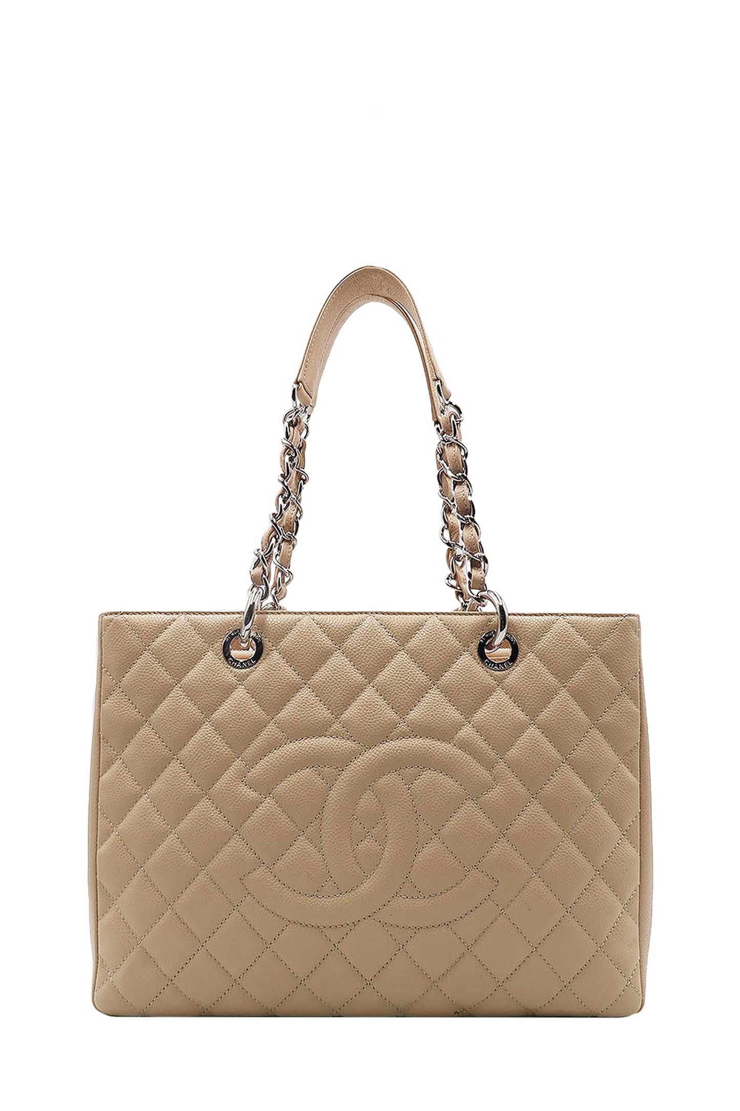Grand Shopping Tote Beige with Silver Hardware Beige