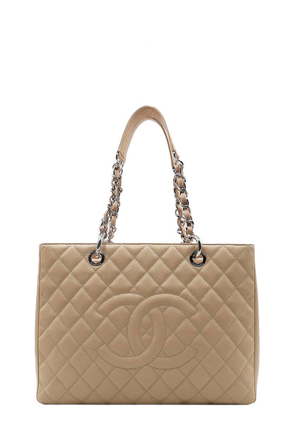 Grand Shopping Tote Beige with Silver Hardware Beige