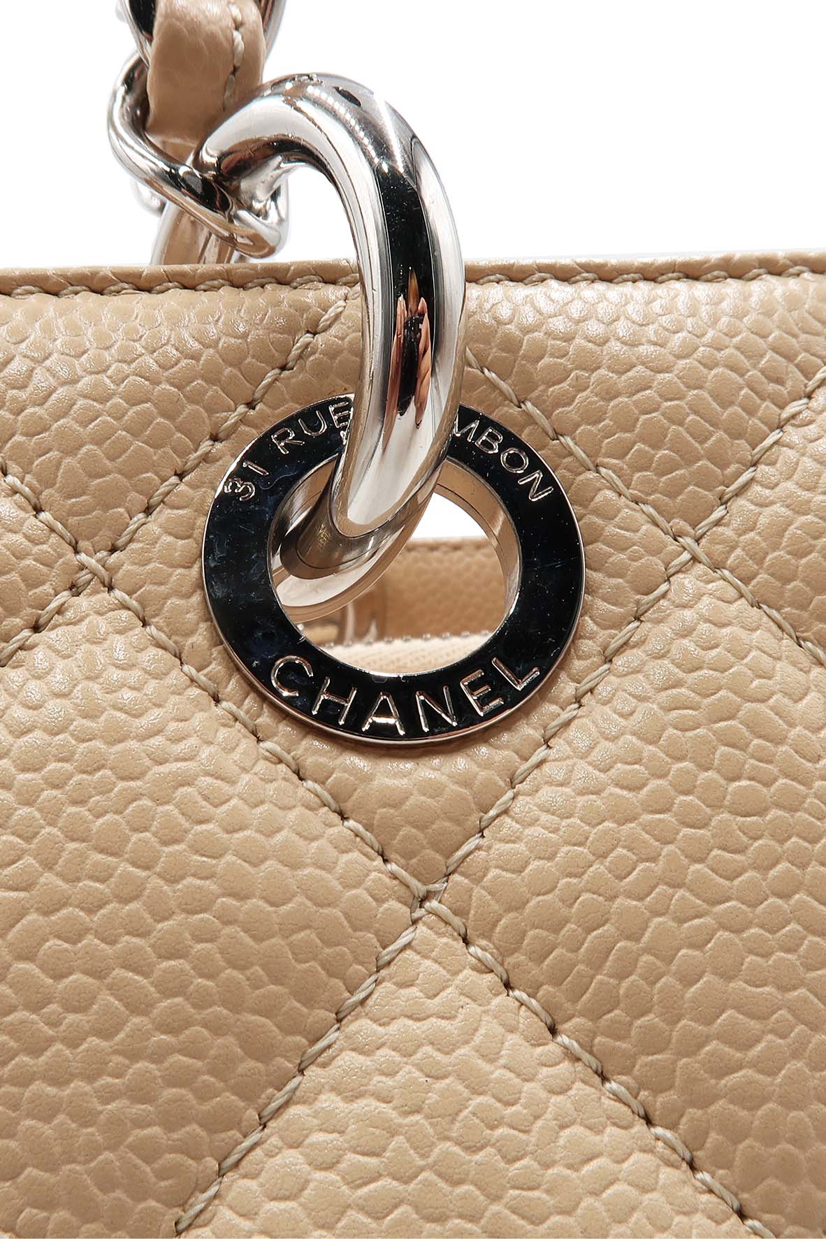 Grand Shopping Tote Beige with Silver Hardware Beige