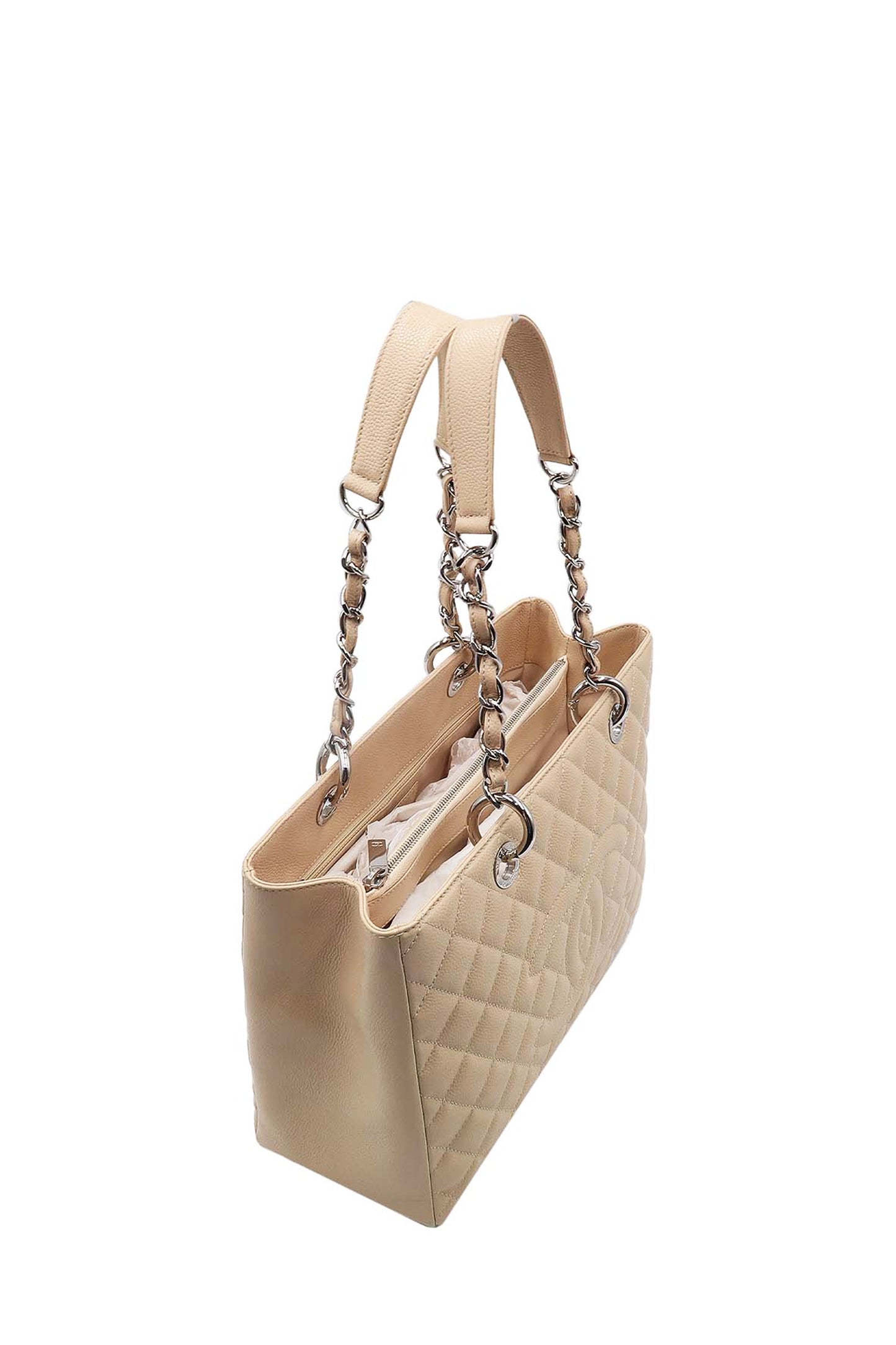 Grand Shopping Tote Beige with Silver Hardware Beige