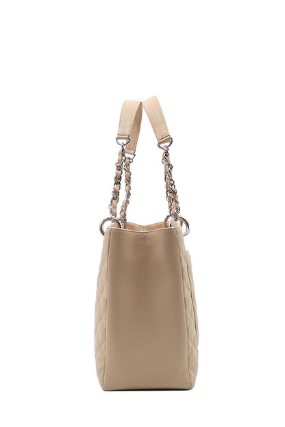 Grand Shopping Tote Beige with Silver Hardware Beige