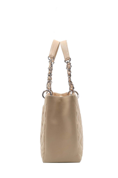 Grand Shopping Tote Beige with Silver Hardware Beige