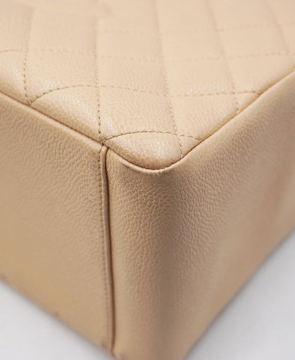 Grand Shopping Tote Quilted Caviar Leather SHW Cream