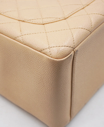 Grand Shopping Tote Quilted Caviar Leather SHW Cream