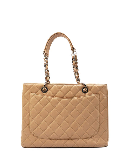 Grand Shopping Tote Quilted Caviar Leather SHW Cream