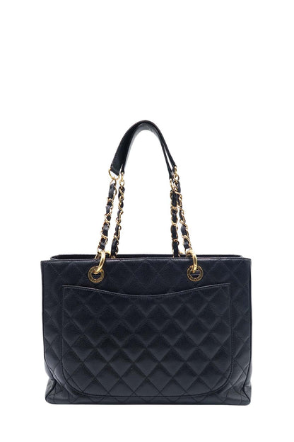 Grand Shopping Tote with Gold Hardware Black