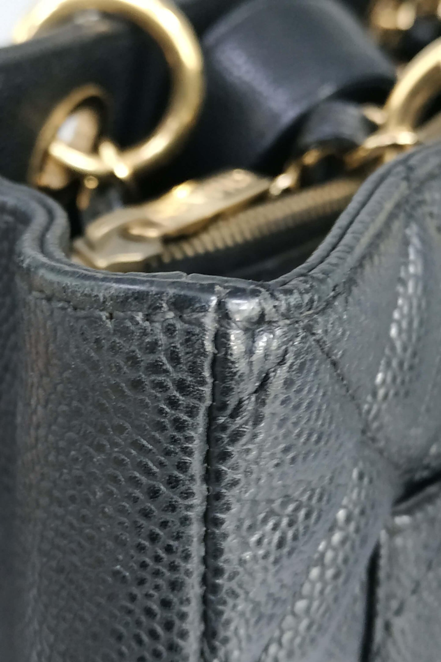 Grand Shopping Tote Black with Gold Hardware