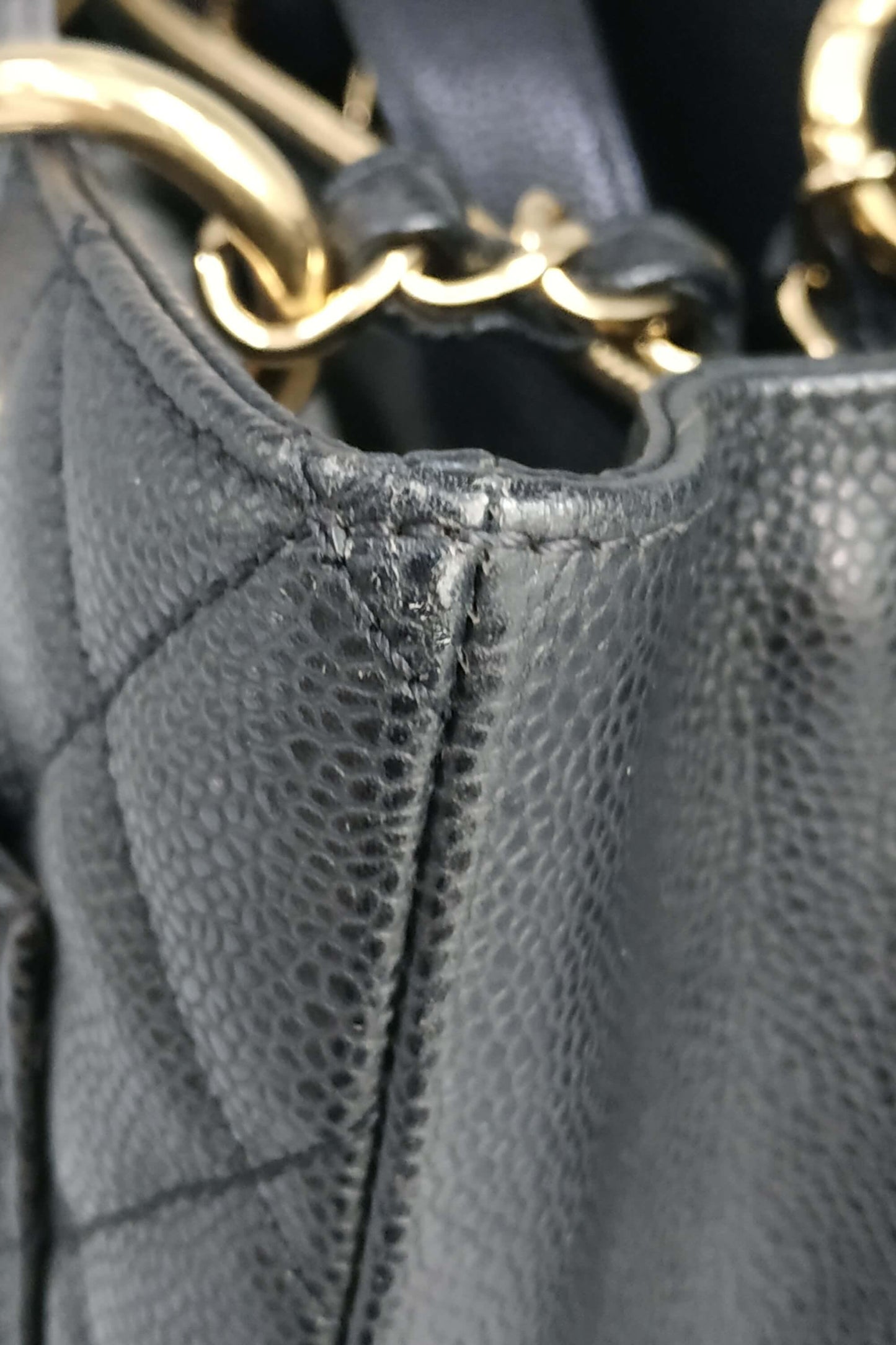 Grand Shopping Tote Black with Gold Hardware
