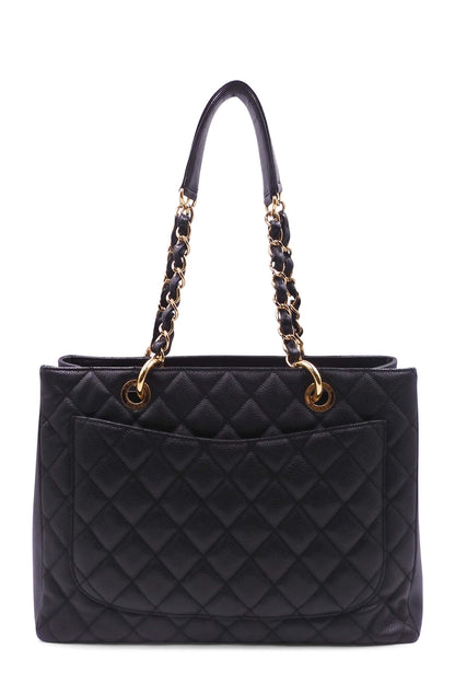 Grand Shopping Tote Black with Gold Hardware