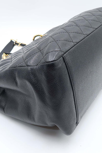 Grand Shopping Tote with Gold Hardware Black