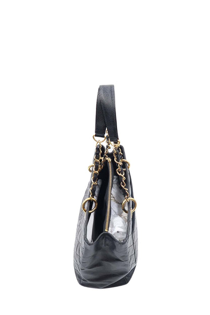 Grand Shopping Tote with Gold Hardware Black
