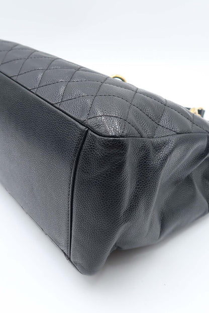 Grand Shopping Tote with Gold Hardware Black