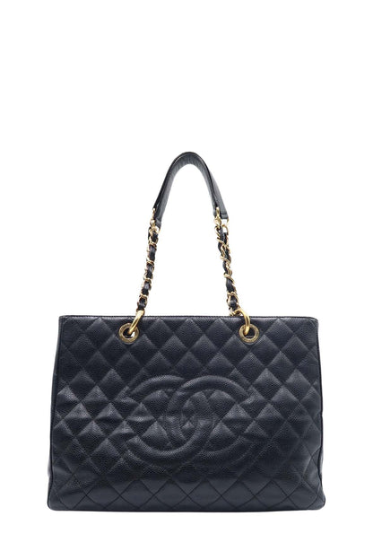 Grand Shopping Tote with Gold Hardware Black
